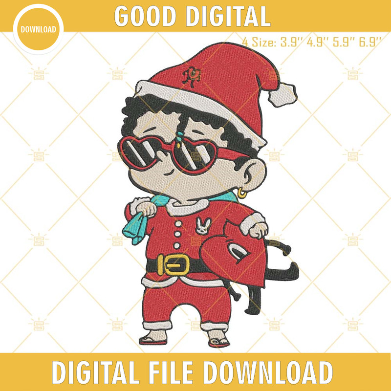 Baby Bad Bunny Christmas Embroidery Designs, Baby Benito Christmas Embroidery Design File.jpg