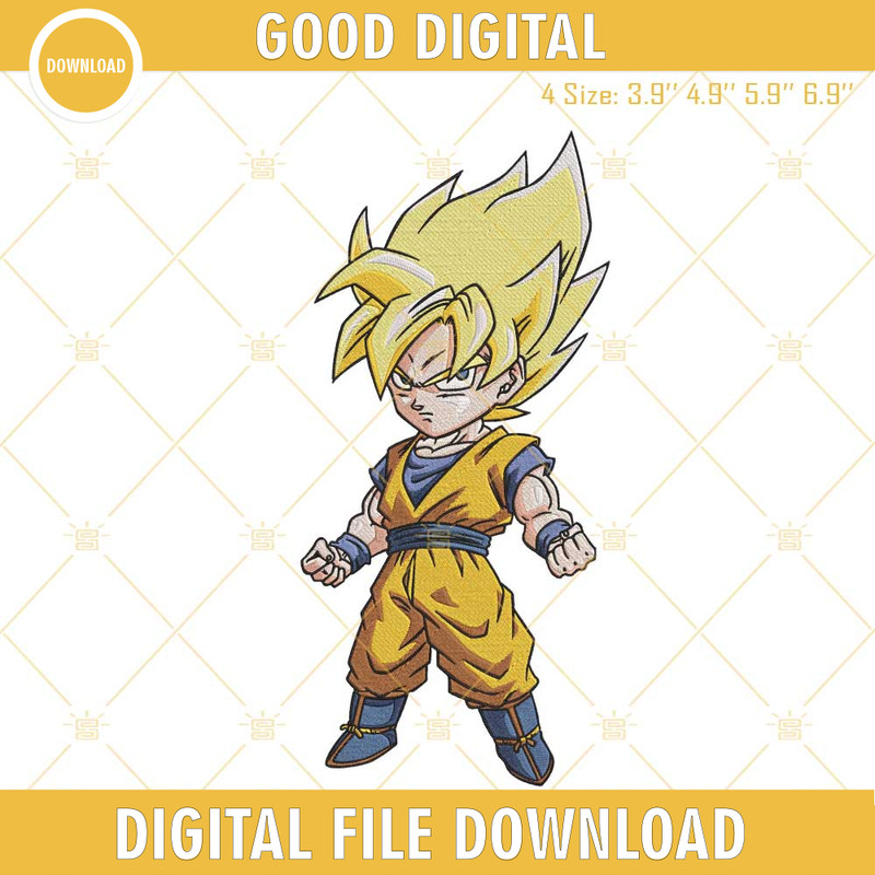 Baby Goku Super Saiyan Embroidery Design, Dragon Ball Z Embroidery File.jpg
