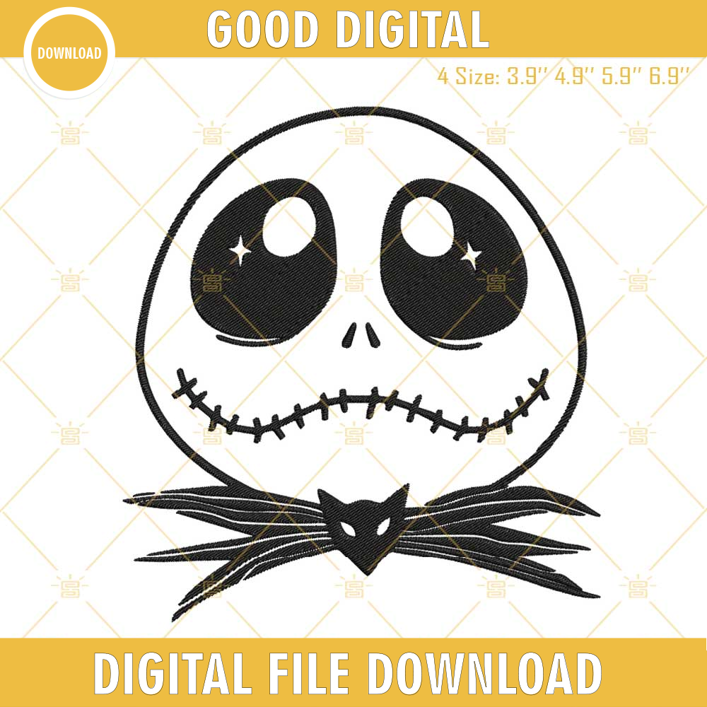 Baby Jack Skellington Face Embroidery Designs, Cute Halloween Embroidery Files.jpg