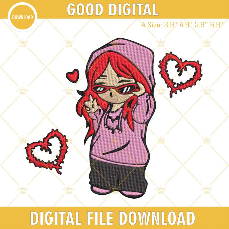 Baby Karol G Red Hair Embroidery Designs, La Bichota, Karol G Embroidery Design File.jpg