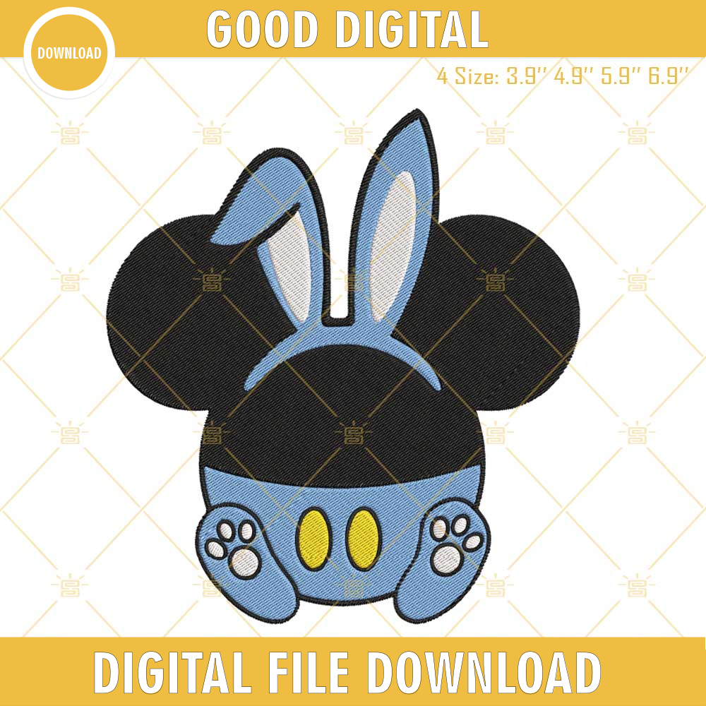 Baby Mickey Mouse Bunny Embroidery Designs, Happy Easter Embroidery Files.jpg