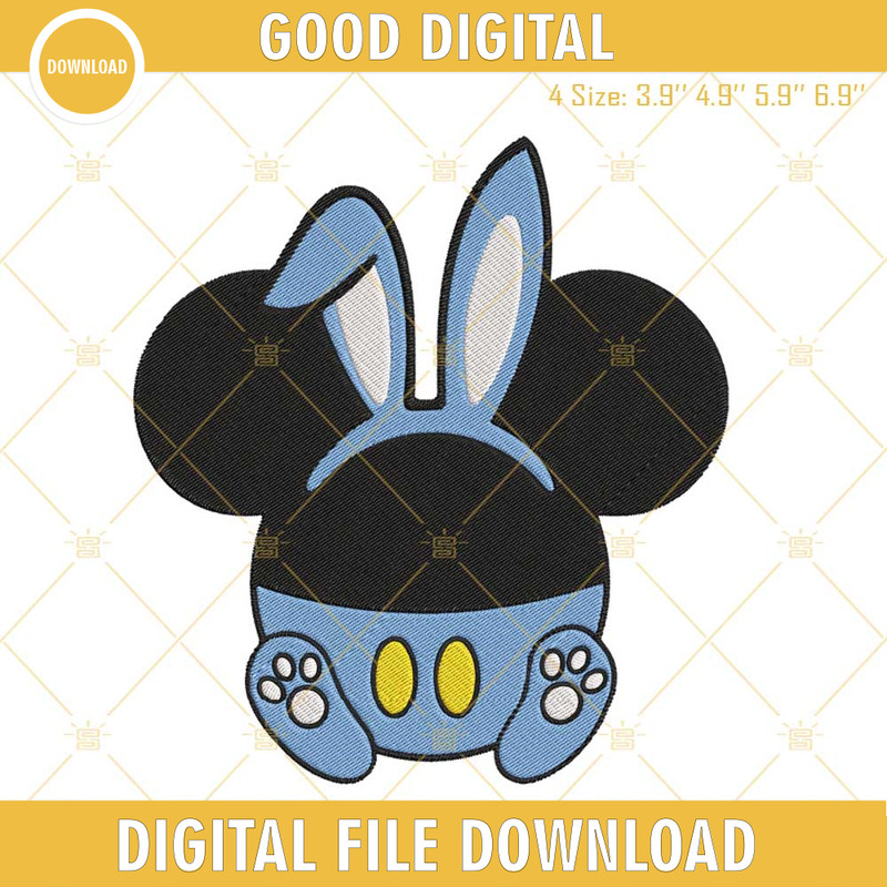 Baby Mickey Mouse Bunny Embroidery Designs, Happy Easter Embroidery Files.jpg