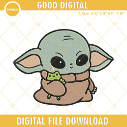 baby yoda and frog embroidery designs, star wars grogu machine embroidery files, embroidery design,embroidery design svg