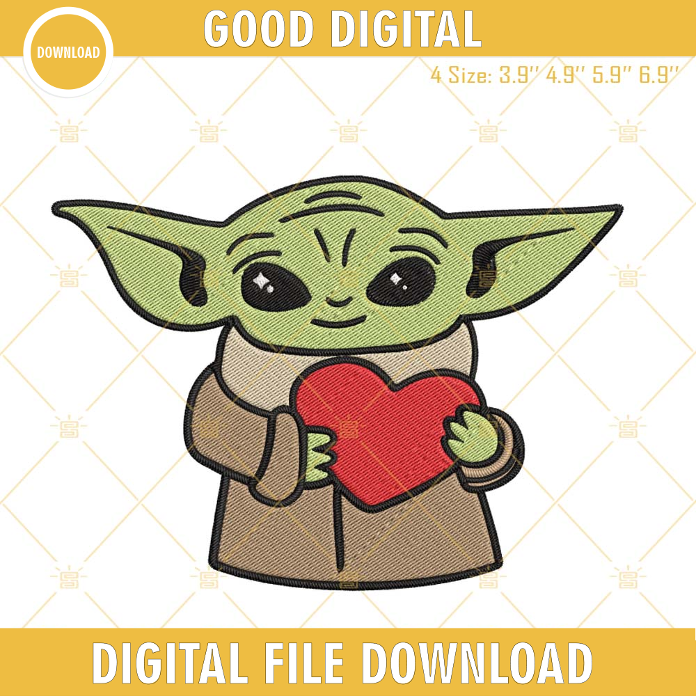 Baby Yoda And Heart Machine Embroidery Designs, Star Wars Valentines Day Embroidery Files.jpg