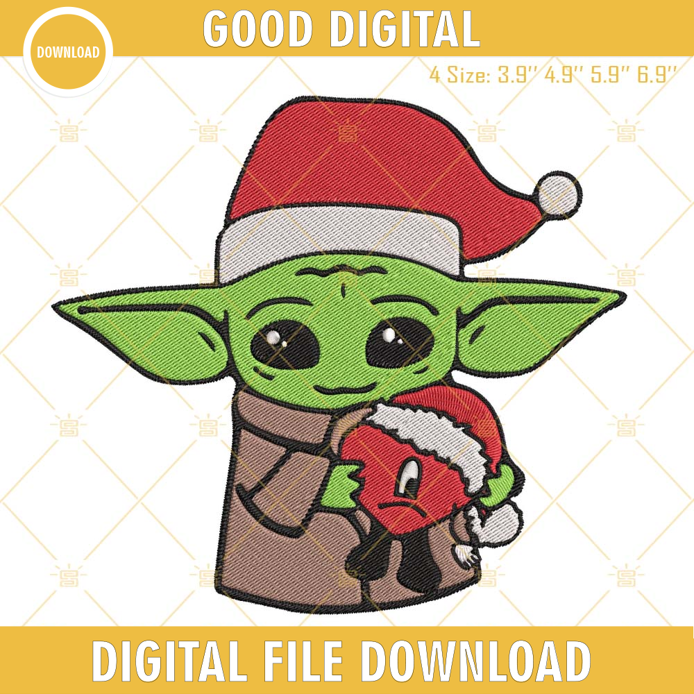 Baby Yoda Holding Bad Bunny Heart Christmas Embroidery Design File.jpg