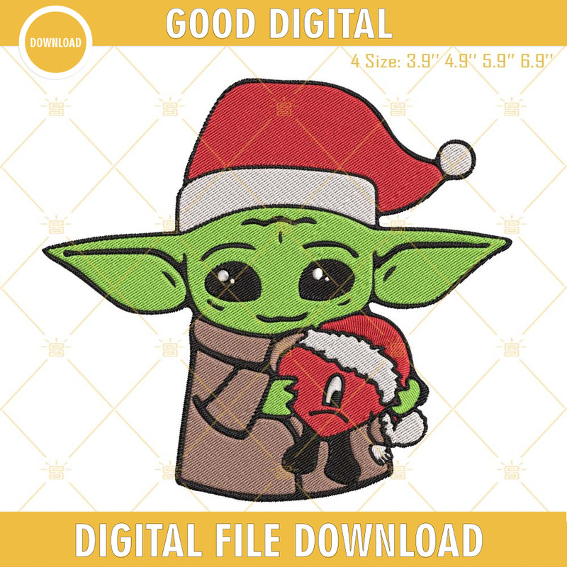 Baby Yoda Holding Bad Bunny Heart Christmas Embroidery Design File.jpg