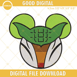 Baby Yoda Inspired Mickey Head Embroidery Designs, Star Wars Disney Character Machine Embroidery Files, Embroidery Desig