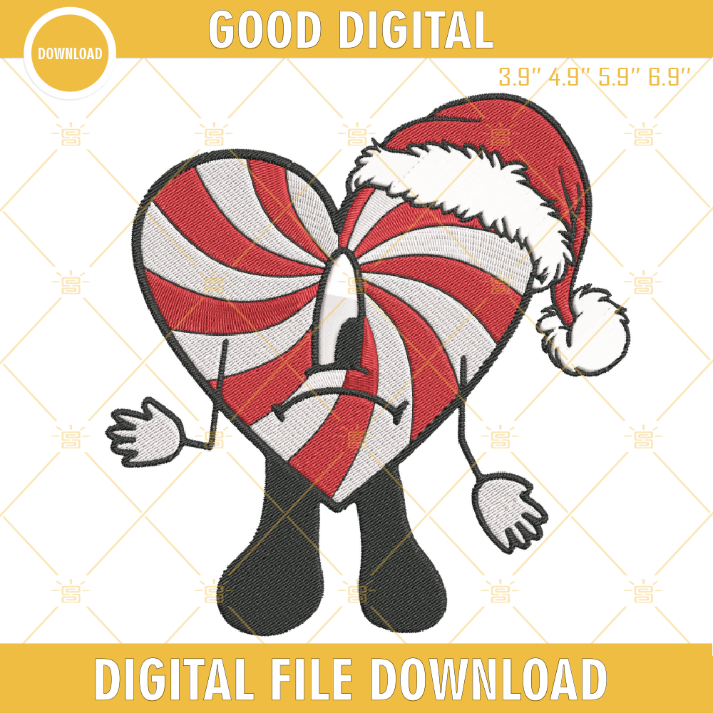 Bad Bunny Candy Christmas Embroidery Design File.png