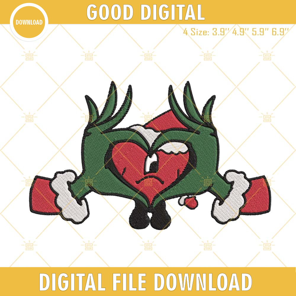 Bad Bunny Heart Grinch Hand Embroidery Design File.jpg