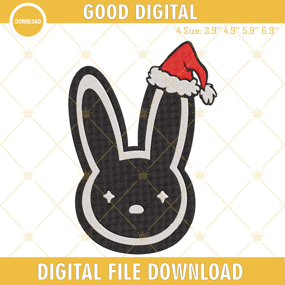 Bad Bunny Santa Hat Christmas Embroidery Designs.jpg
