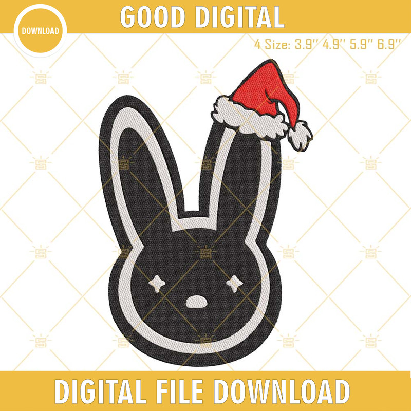 Bad Bunny Santa Hat Christmas Embroidery Designs.jpg
