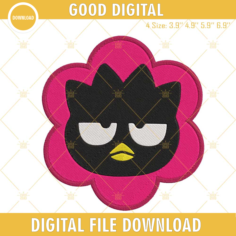 Badtz Maru Flower Face Embroidery Designs, Sanrio Penguin Embroidery Files.jpg