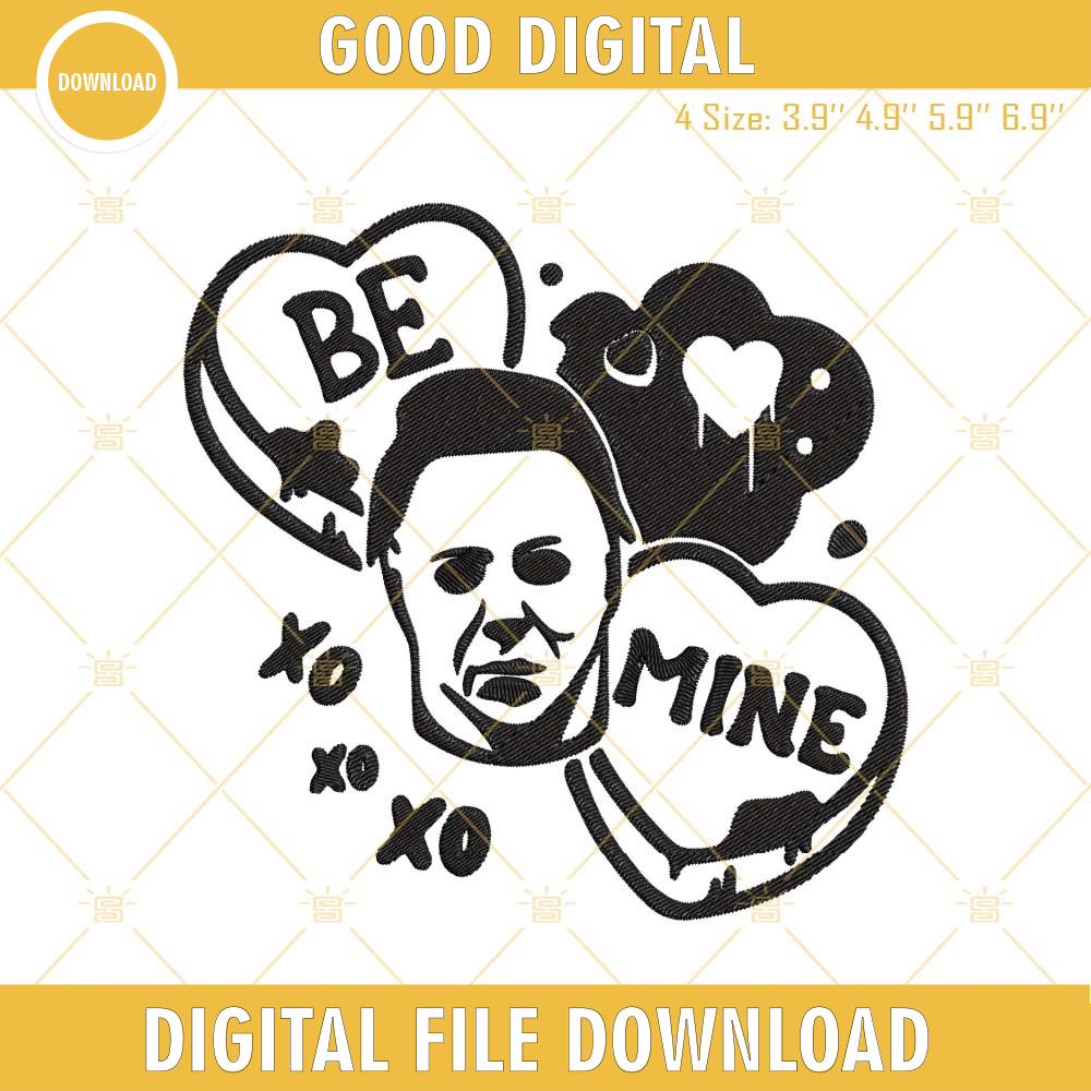 Be Mine Michael Myers Embroidery Design, Valentine's Day Horror Character Embroidery File.jpg