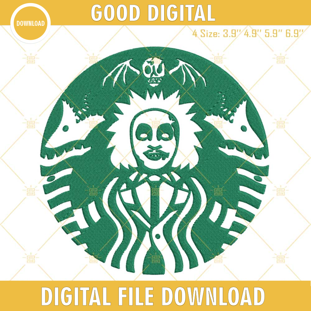 Beetlejuice Starbucks Machine Embroidery Design File.jpg