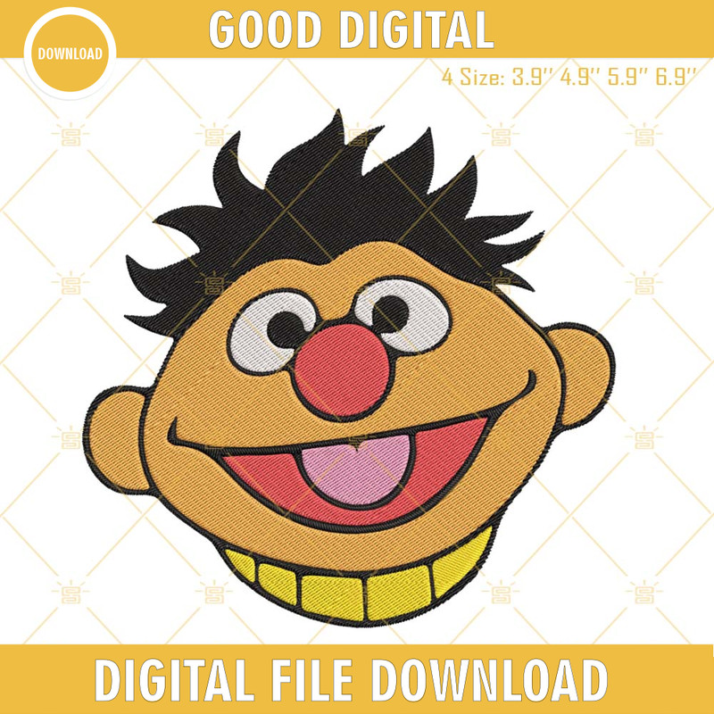 Bert Face Embroidery Files, Sesame Street Embroidery Designs.jpg