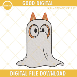 bluey bingo ghost halloween embroidery designs digital download, embroidery design,embroidery design svg, embroidery
