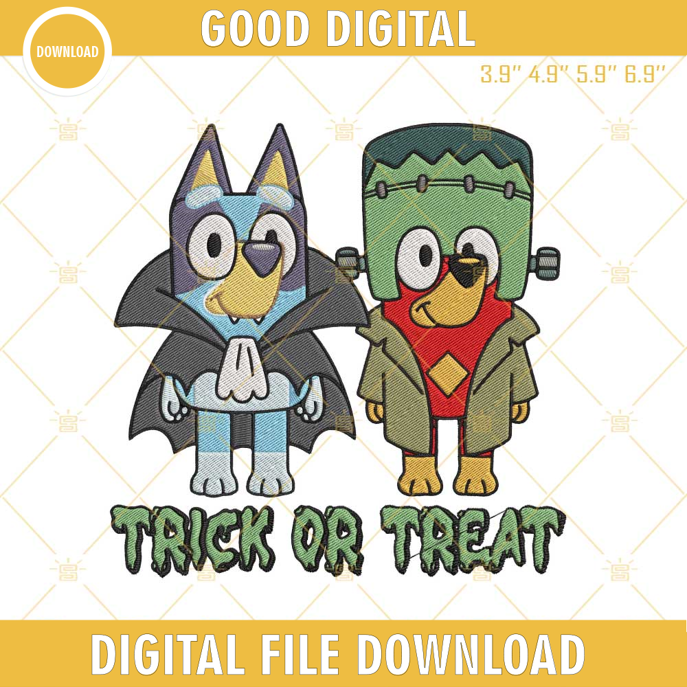 Bluey Frankenstein Trick Or Treat Halloween Embroidery Design Files.jpg