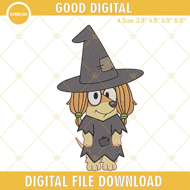 Bluey Indy Witchy Halloween Embroidery Designs, Bluey Heeler Halloween Embroidery Files.jpg