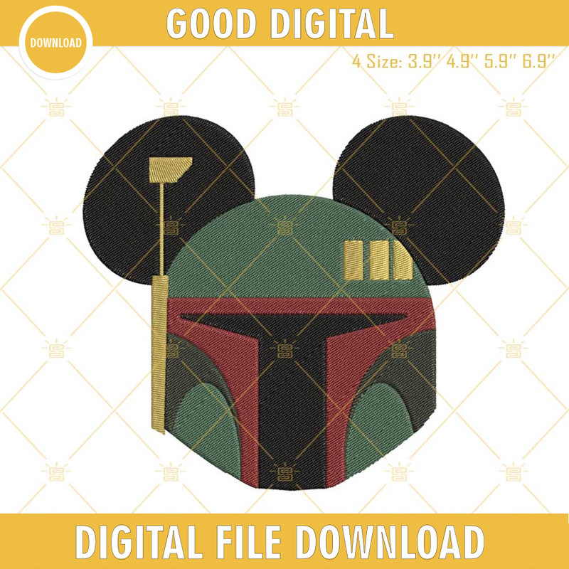 Boba Fett Mickey Mouse Head Machine Embroidery Designs, Disney Star Wars Mandalorian Embroidery Files.jpg