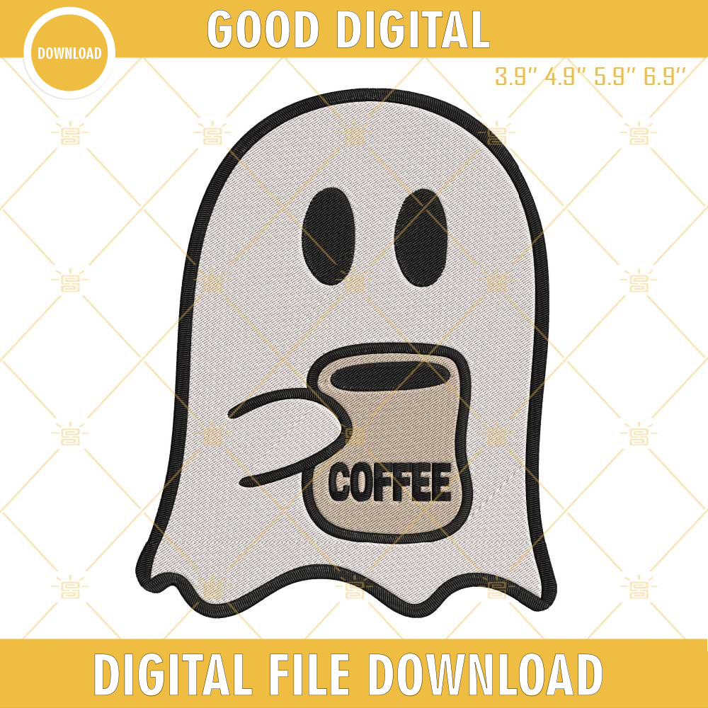 Boo Ghost Drinking Coffee Halloween Embroidery Designs.jpg