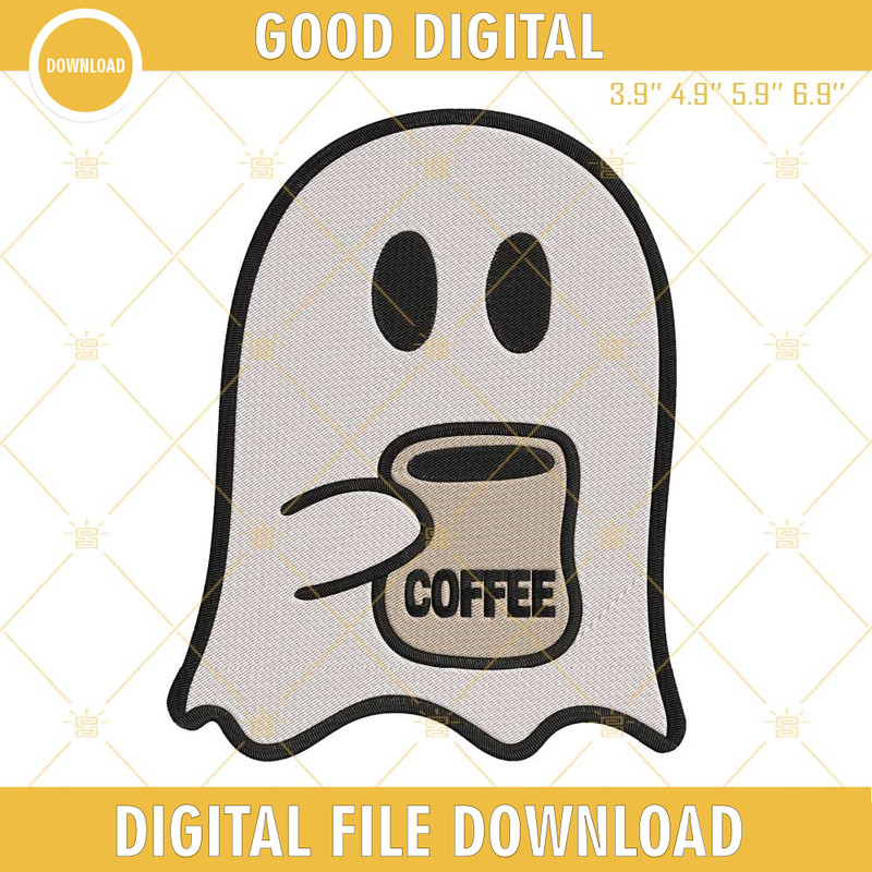 Boo Ghost Drinking Coffee Halloween Embroidery Designs.jpg