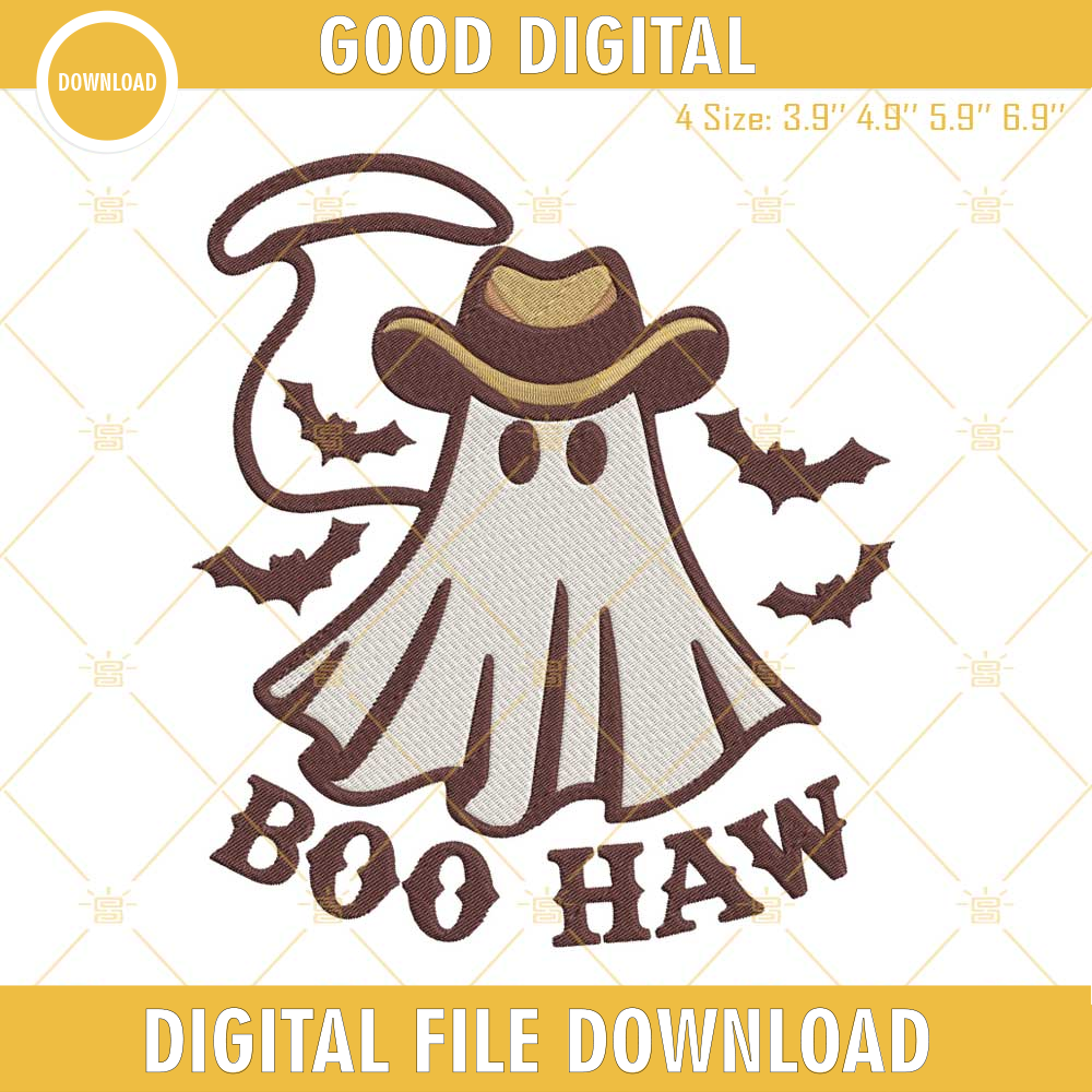 Boo Haw Embroidery Designs, Western Ghost Embroidery Design File.jpg