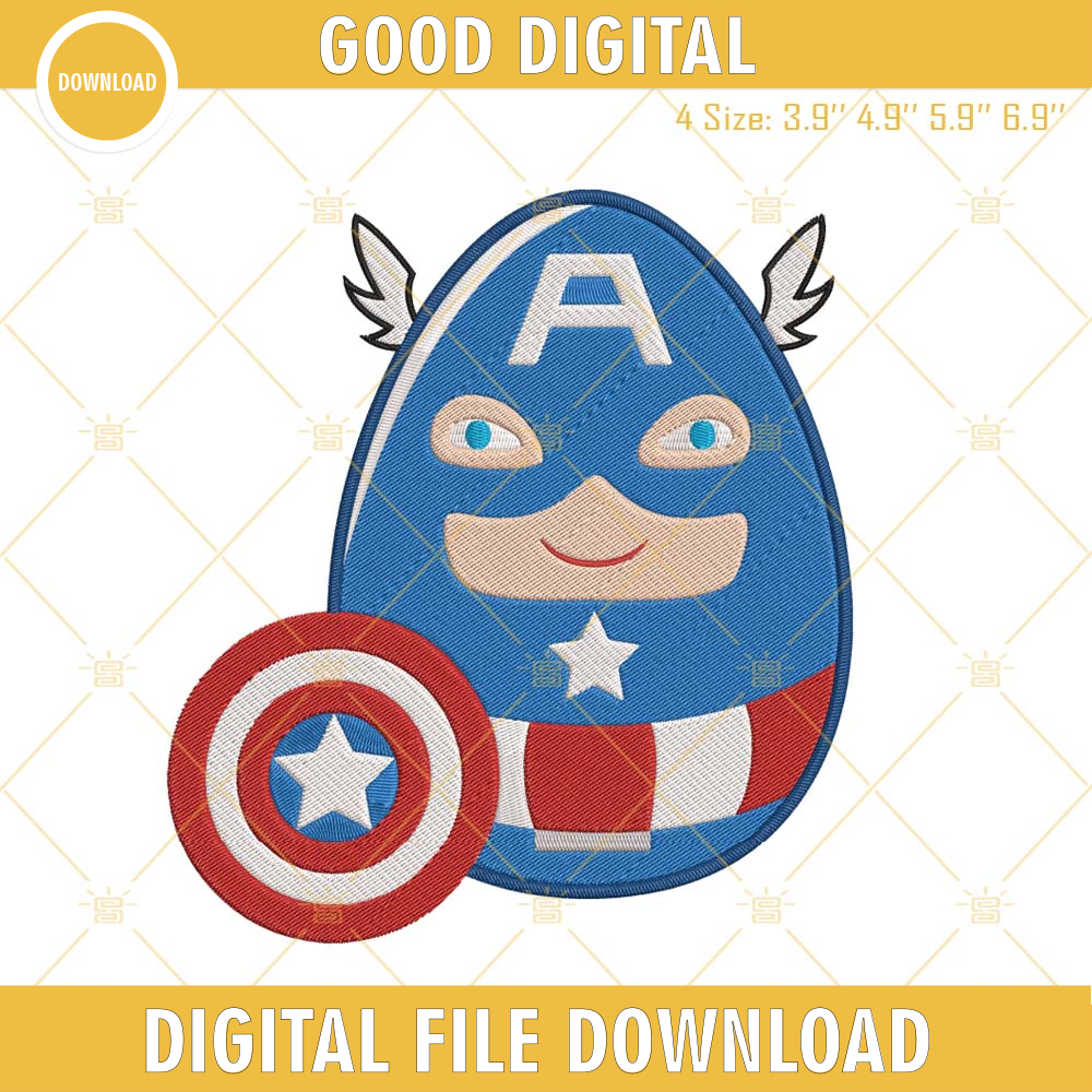 Captain America Easter Egg Embroidery Design, Super Hero Easter Machine Embroidery Files.jpg