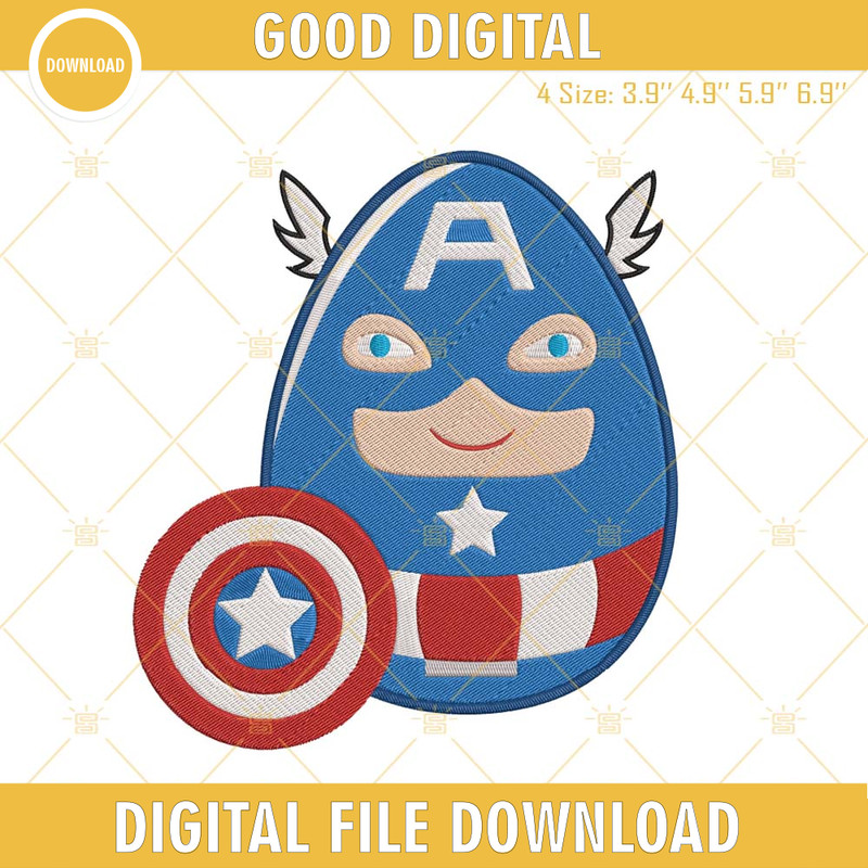 Captain America Easter Egg Embroidery Design, Super Hero Easter Machine Embroidery Files.jpg