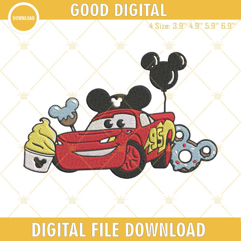 Cars Lightning Mcqueen 95 Disneyland Embroidery Design File.jpg
