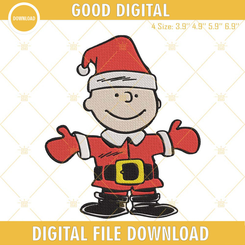 Charlie Brown Santa Embroidery Designs, Snoopy Christmas Embroidery Files.jpg