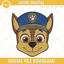 chase head paw patrol embroidery designs, dog cartoon embroidery files, embroidery design,embroidery design svg, embroid