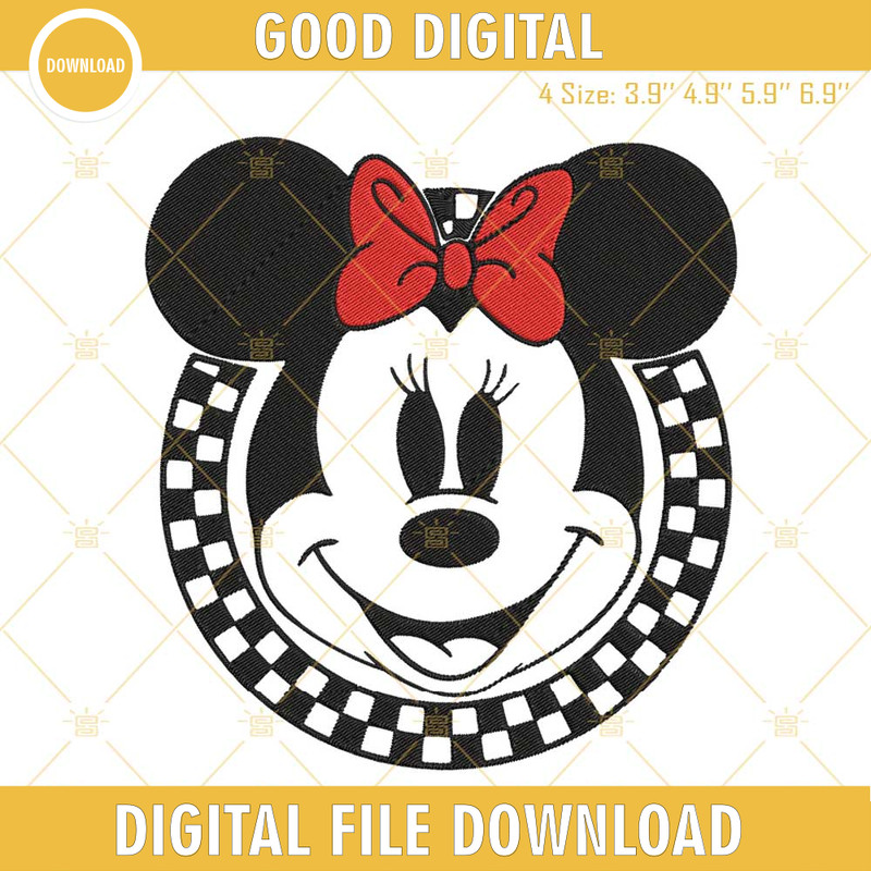 Checkered Minnie Mouse Machine Embroidery Designs, Disney Retro Embroidery Files.jpg