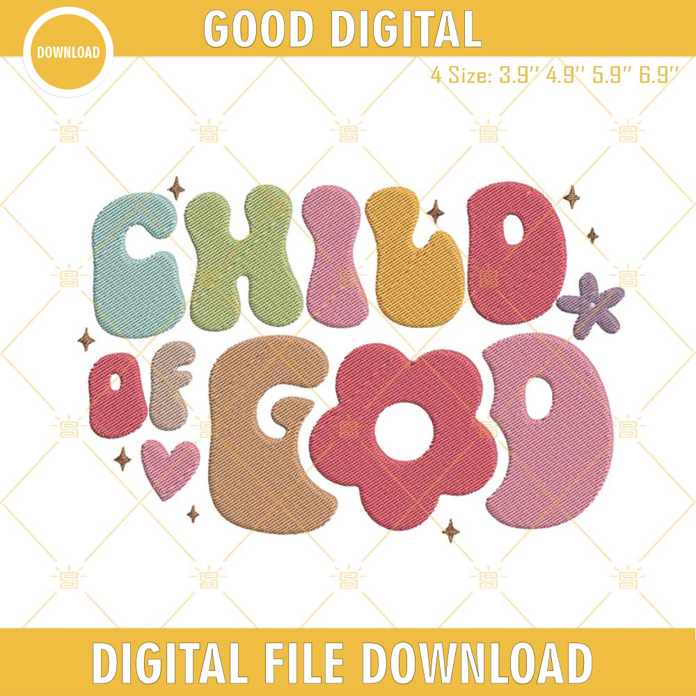 Child Of God Retro Embroidery Designs, Christian Jesus Machine Embroidery Files.jpg