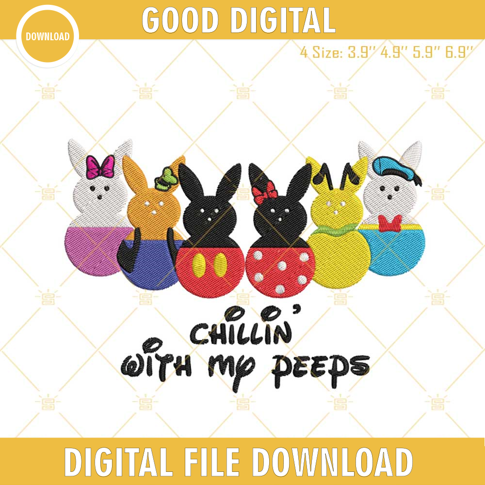 Chillin With My Peeps Embroidery Design, Disney Family Easter Embroidery File.jpg