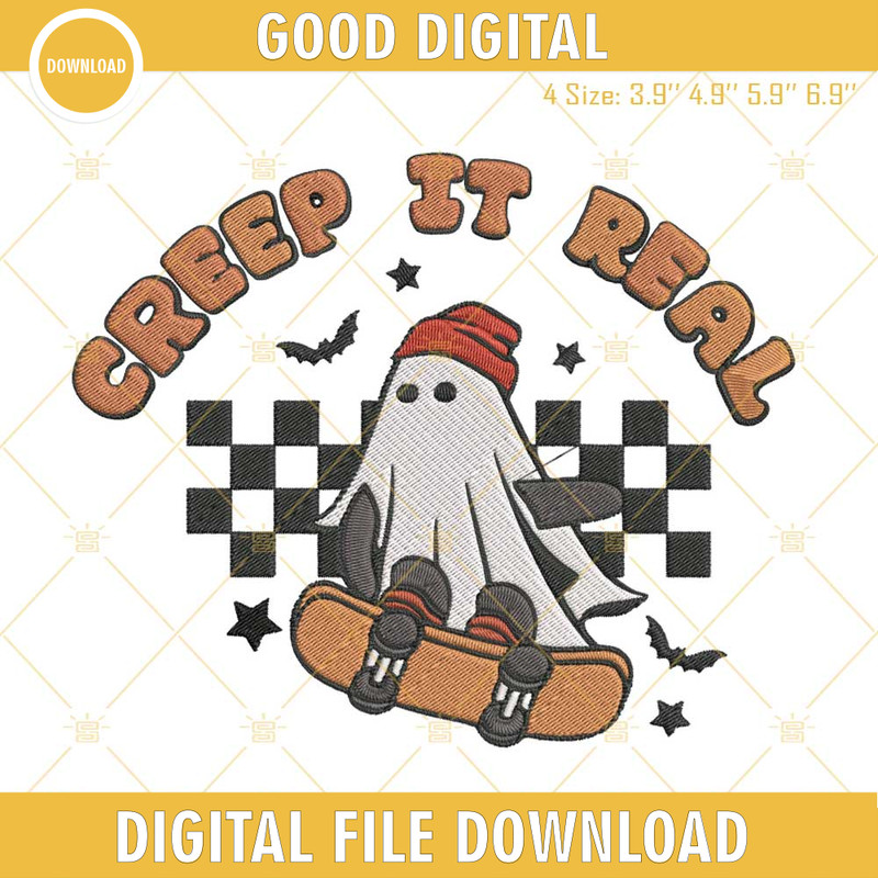 Creep It Real Ghost Skateboard Embroidery Design File.jpg