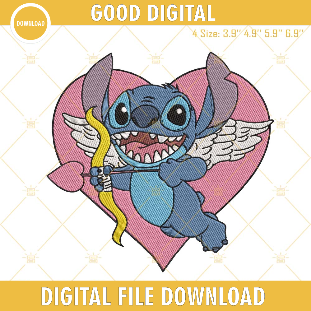 Cupid Stitch Embroidery Design, Stitch Heart Valentines Embroidery File.jpg