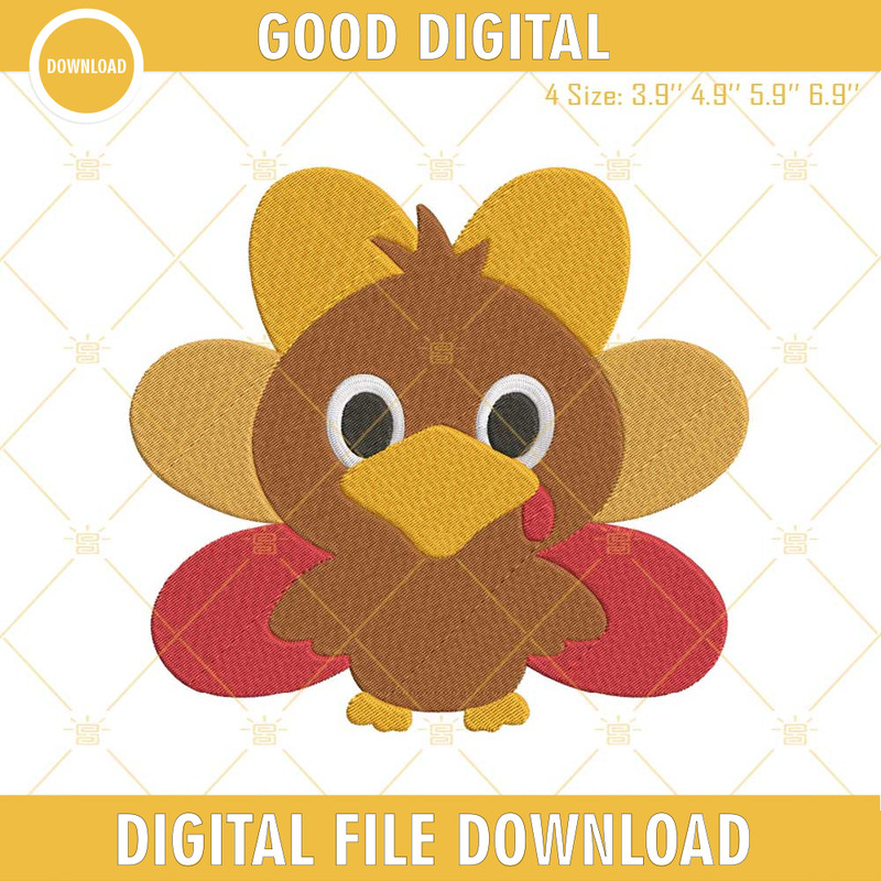 Cute Baby Turkey Embroidery Design File.jpg