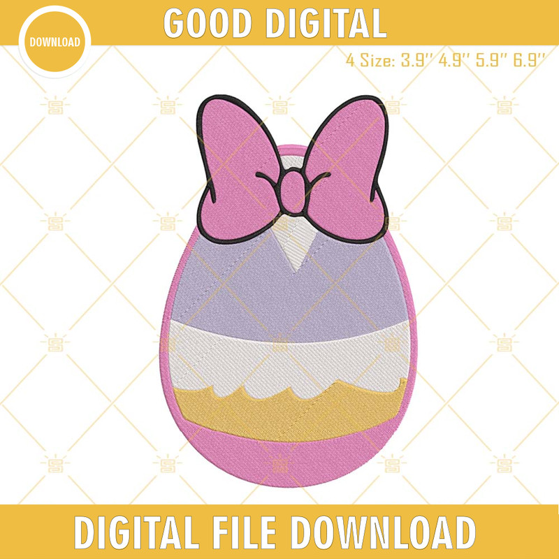 Daisy Duck Easter Egg Embroidery Designs, Cute Easter Embroidery Files.jpg