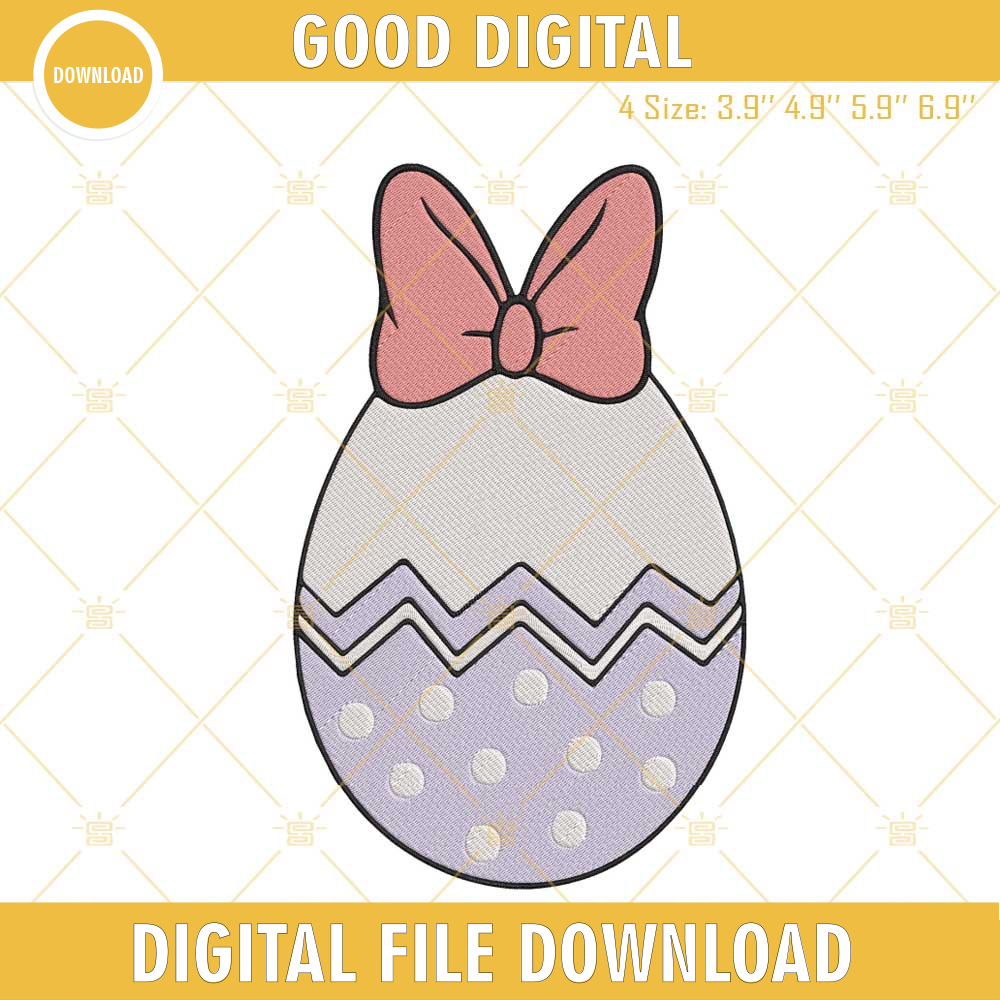 Daisy Duck Easter Egg Embroidery File, Disney Easter Kids Embroidery Design.jpg
