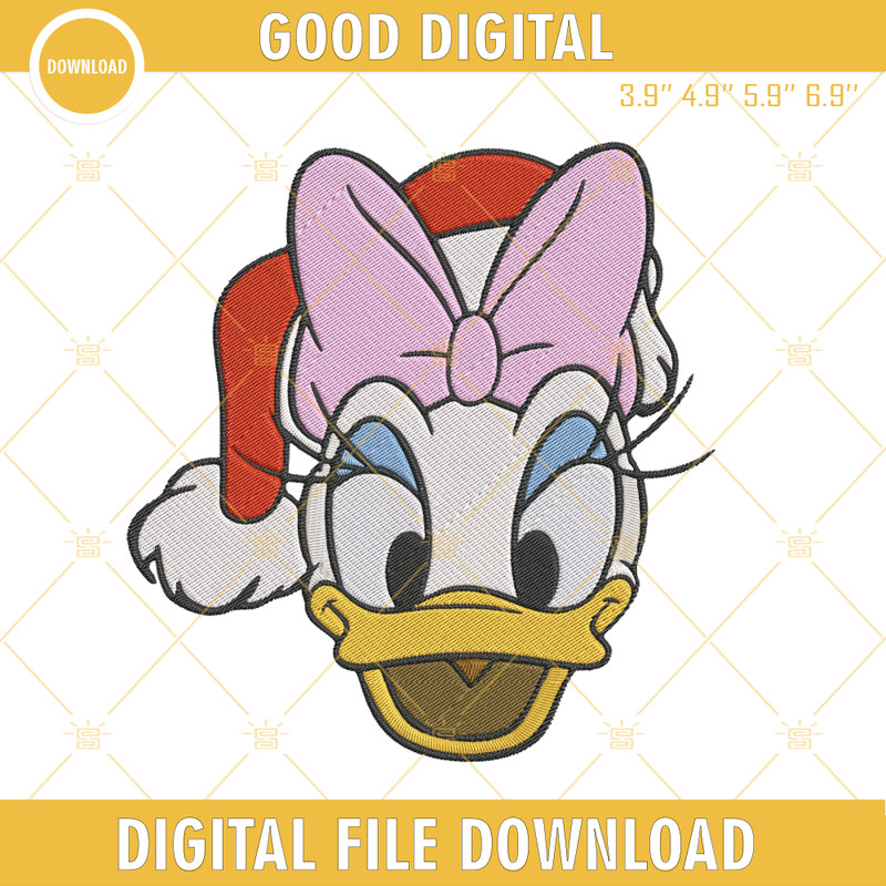 Daisy Duck Santa Hat Christmas Embroidery Design File 1.png