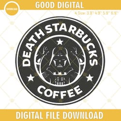 death starbucks coffee embroidery design file, star wars darth vader embroidery designs, embroidery design,embroidery de