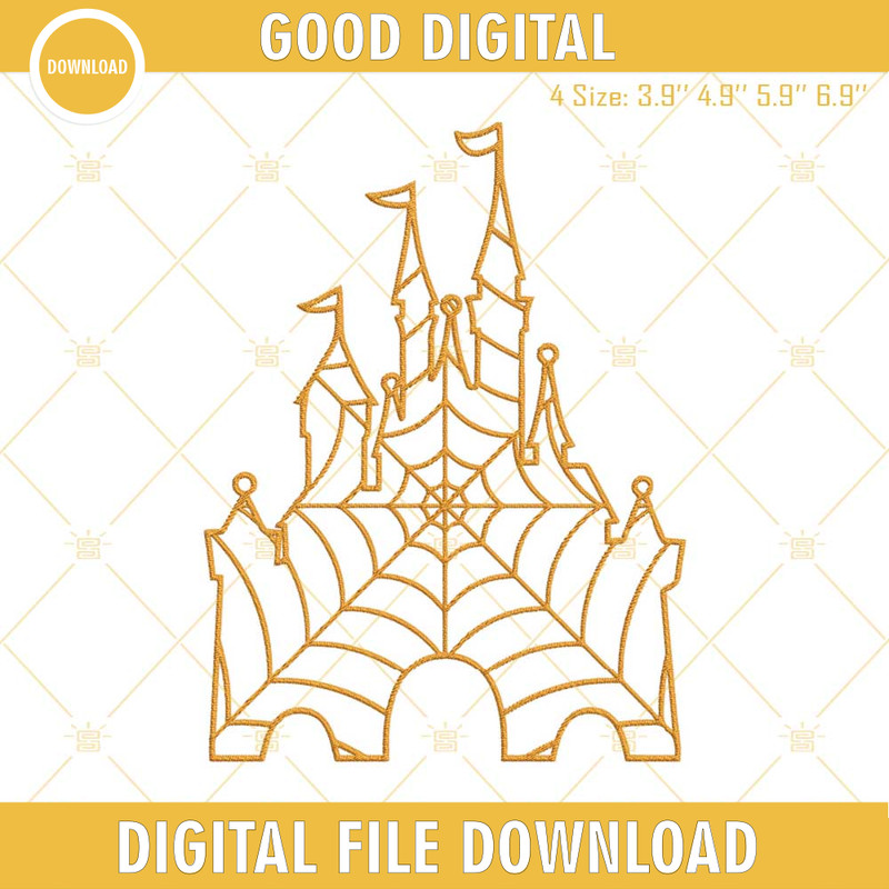 Disney Castle Spiderweb Halloween Embroidery Design Files.jpg
