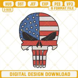 American Flag Punisher Skull Embroidery Design, Patriotic American Embroidery Files.jpg