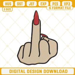 rude finger embroidery design, middle finger girl machine embroidery file.jpg