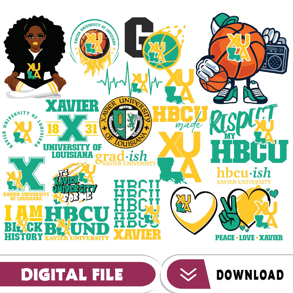 Xavier University Svg, HBCU Svg Collections, HBCU Logo Svg, HBCU Svg, Football Svg, Mega Bundle,Cricut,Digital Download.jpg