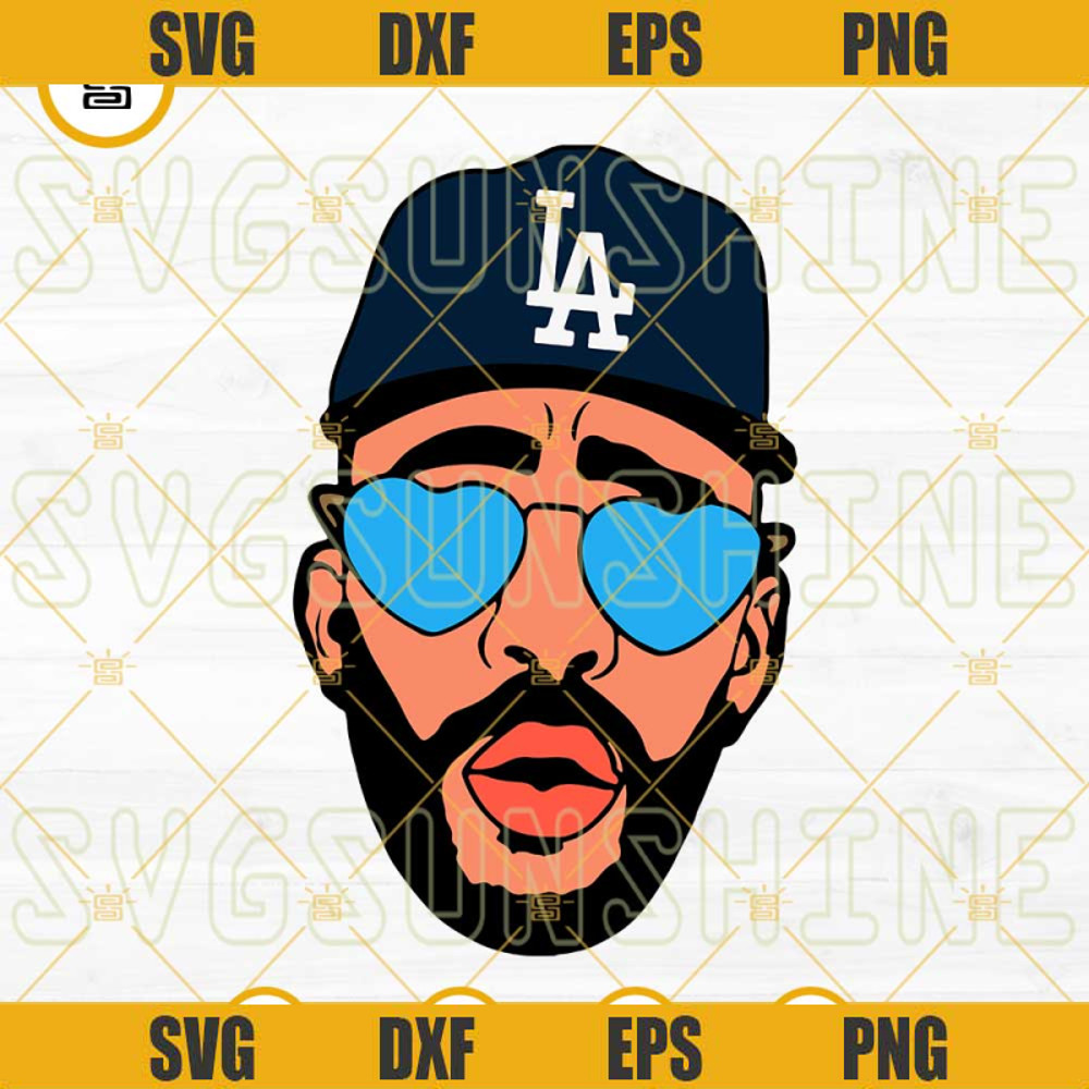Bad Bunny Face LA Dodgers SVG, Bad Bunny Baseball SVG DXF EPS PNG Files.png