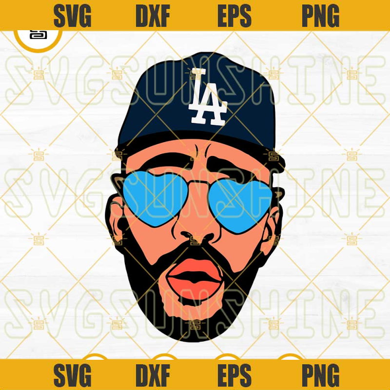 Bad Bunny Face LA Dodgers SVG, Bad Bunny Baseball SVG DXF EPS PNG Files.png
