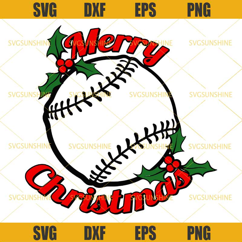 Baseball Merry Christmas SVG PNG DXF EPS Cut Files Clipart Cricut.jpg