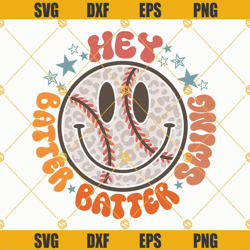 baseball svg, hey batter batter swing svg, retro baseball smiley face svg