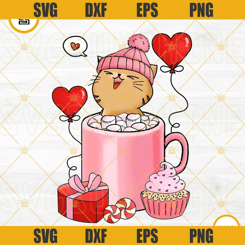 Cat In A Cup Valentines Day PNG, Cute Kitten Valentines PNG, Cat Lover PNG, Cute Valentine's PNG.jpg